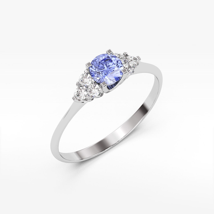 Pierścionek z białego złota z tanzanitem - próba 585 0,68CT PV-181BTAN