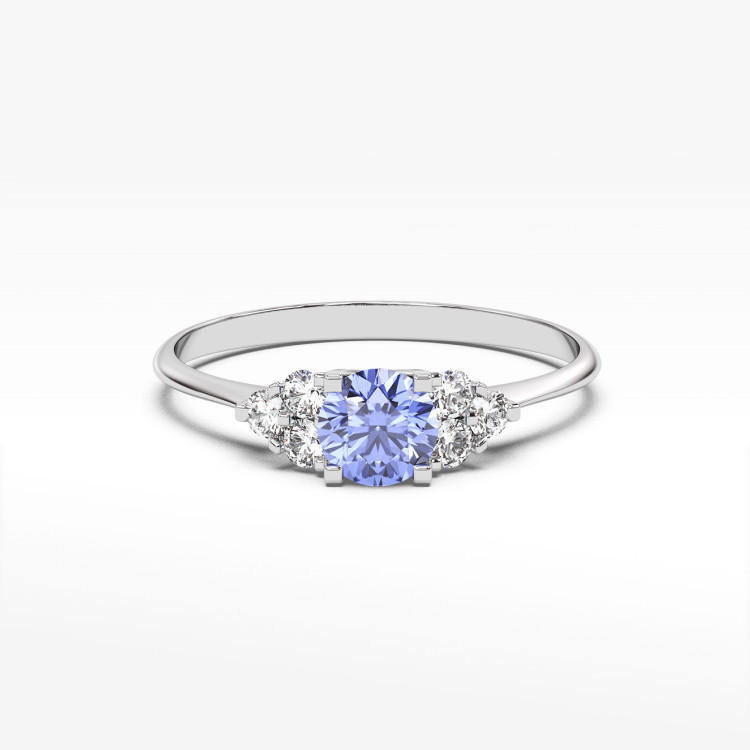 Pierścionek z białego złota z tanzanitem - próba 585 0,68CT PV-181BTAN