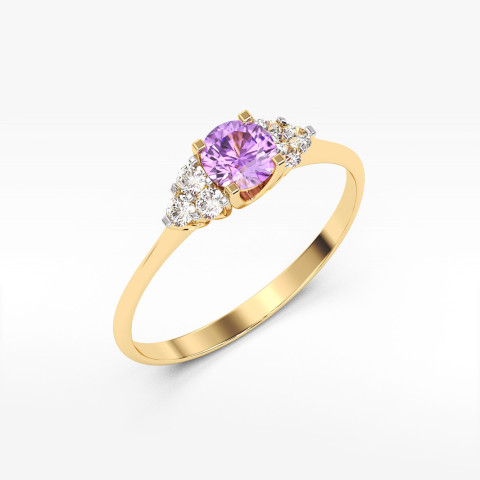 Pierścionek z żółtego złota z ametystem - próba 585 0,68CT PV-181AAM