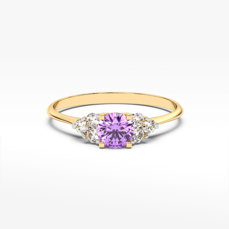 Pierścionek z żółtego złota z ametystem - próba 585 0,68CT PV-181AAM