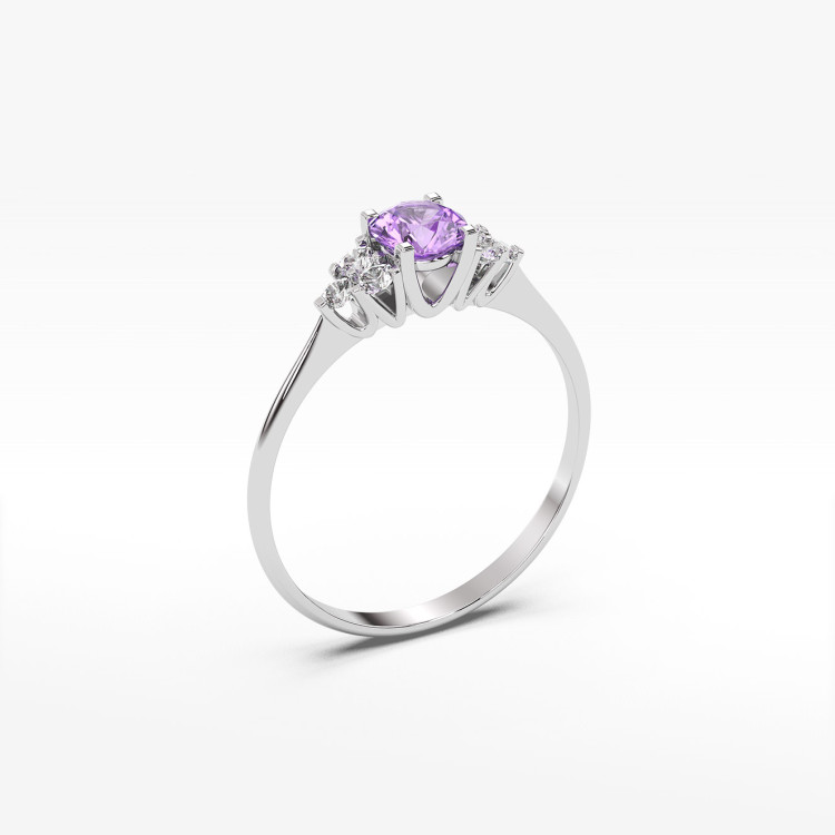 Pierścionek z białego złota z ametystem - próba 585 0,68CT PV-181BAM