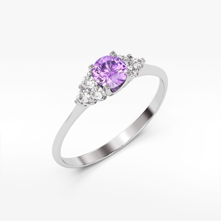 Pierścionek z białego złota z ametystem - próba 585 0,68CT PV-181BAM
