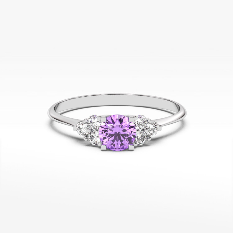 Pierścionek z białego złota z ametystem - próba 585 0,68CT PV-181BAM