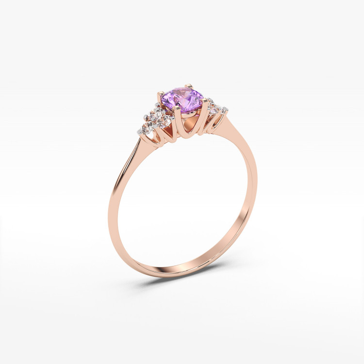 Pierścionek z różowego złota z ametystem - próba 585 0,68CT PV-181CAM