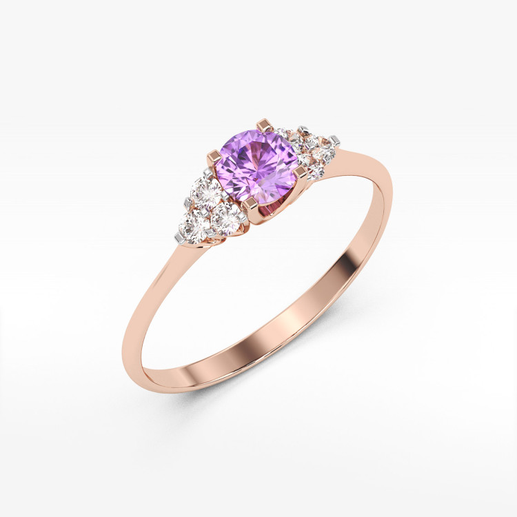 Pierścionek z różowego złota z ametystem - próba 585 0,68CT PV-181CAM