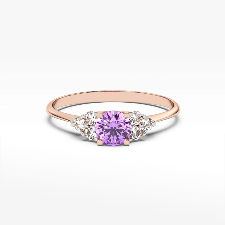 Pierścionek z różowego złota z ametystem - próba 585 0,68CT PV-181CAM