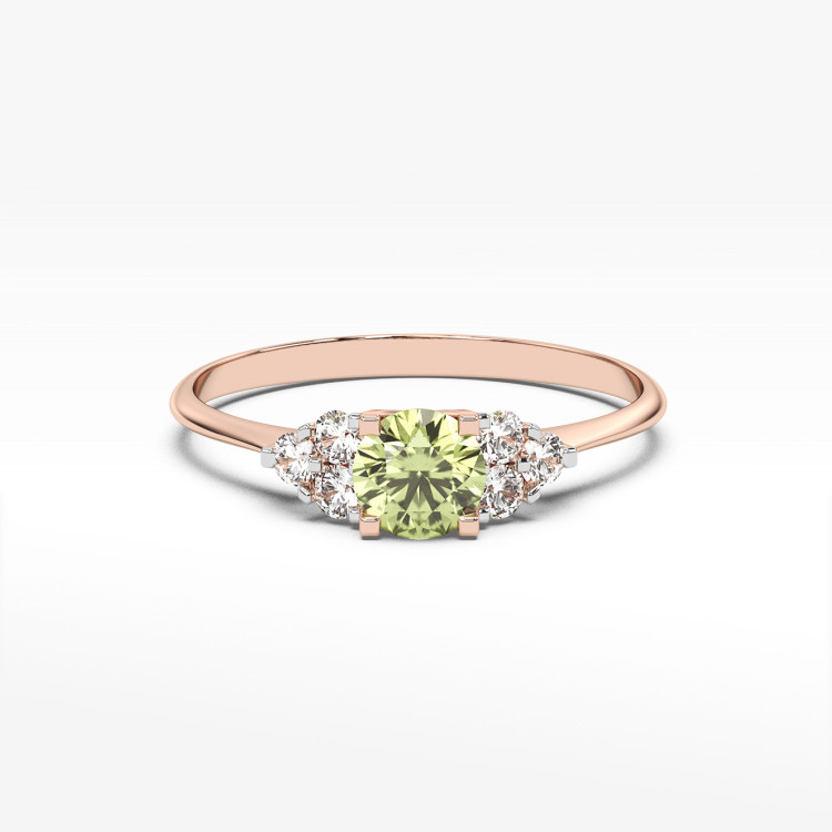 Pierścionek z różowego złota z oliwinem - próba 585 0,78CT PV-181CO