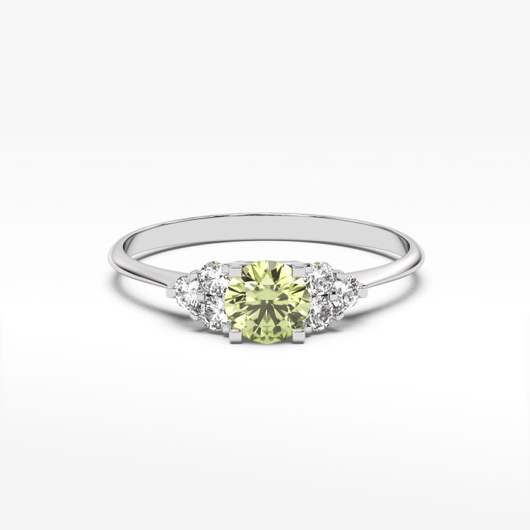 Pierścionek z białego złota z oliwinem - próba 585 0,78CT PV-181BO