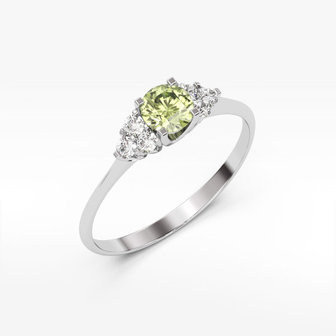 Pierścionek z białego złota z oliwinem - próba 585 0,78CT PV-181BO