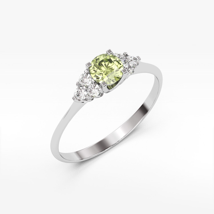 Pierścionek z białego złota z oliwinem - próba 585 0,78CT PV-181BO