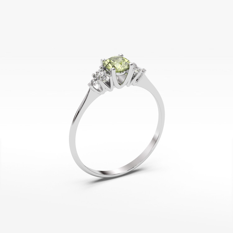Pierścionek z białego złota z oliwinem - próba 585 0,78CT PV-181BO