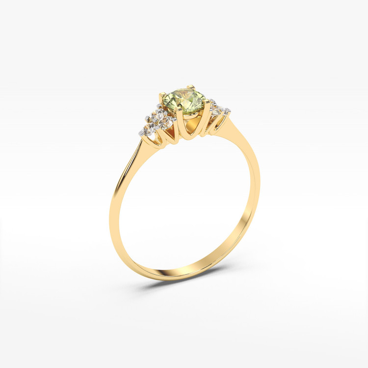 Pierścionek z żółtego złota z oliwinem - próba 585 0,78CT PV-181AO