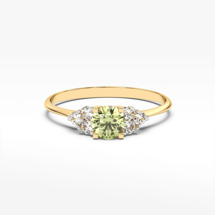 Pierścionek z żółtego złota z oliwinem - próba 585 0,78CT PV-181AO