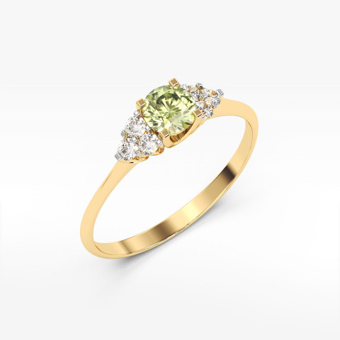 Pierścionek z żółtego złota z oliwinem - próba 585 0,78CT PV-181AO