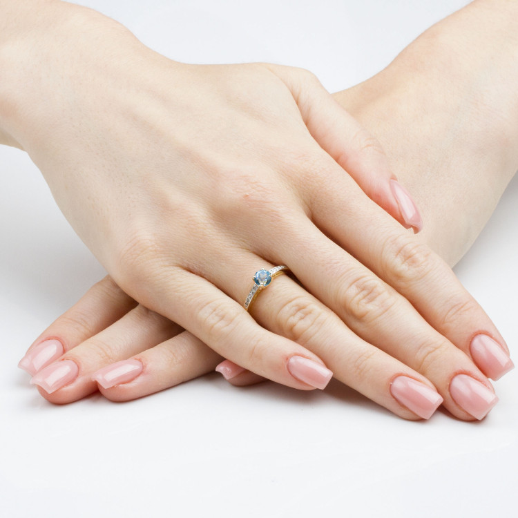 Pierścionek z żółtego złota z topazem Swiss - próba 585 0,55CT PV-057AT