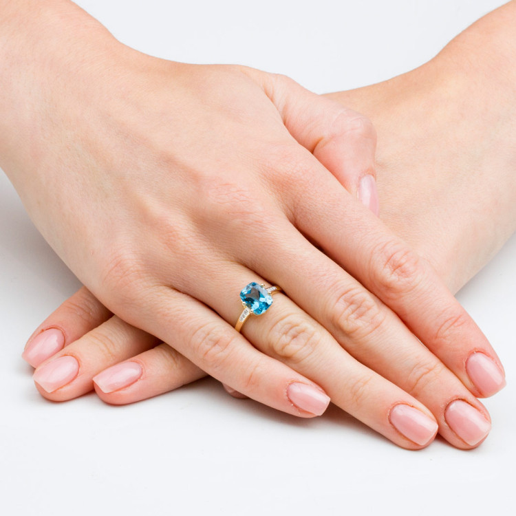 Pierścionek z różowego złota z topazem Swiss - próba 585 2,43CT PV-137CT
