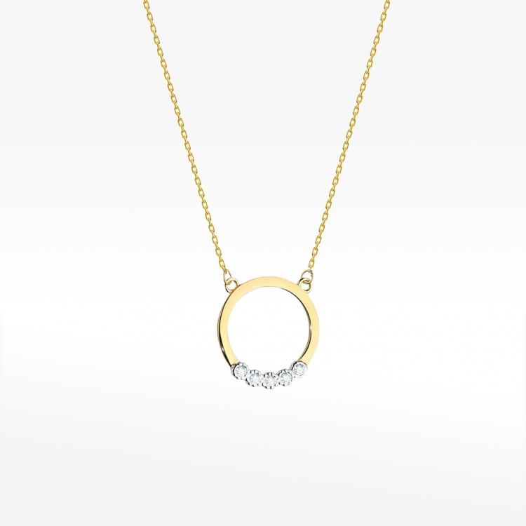 Naszyjnik z żółtego złota z diamentami - próba 585 0,043CT C-020A