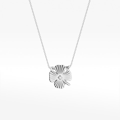 Naszyjnik z białego złota z diamentem - próba 585 0,005CT C-021B