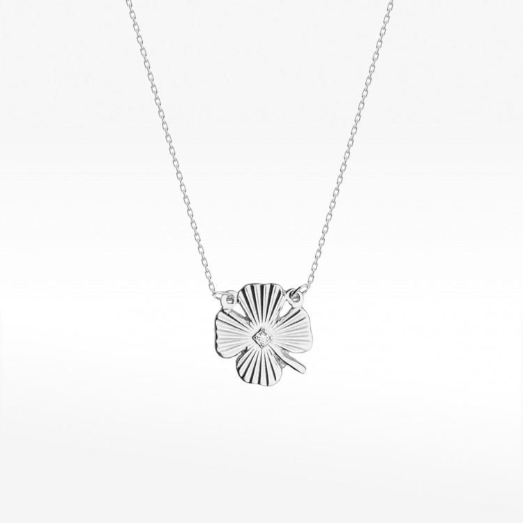 Naszyjnik z białego złota z diamentem - próba 585 0,005CT C-021B
