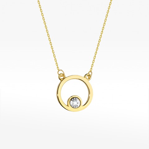 Naszyjnik z żółtego złota z diamentem - próba 585 0,01CT C-022A