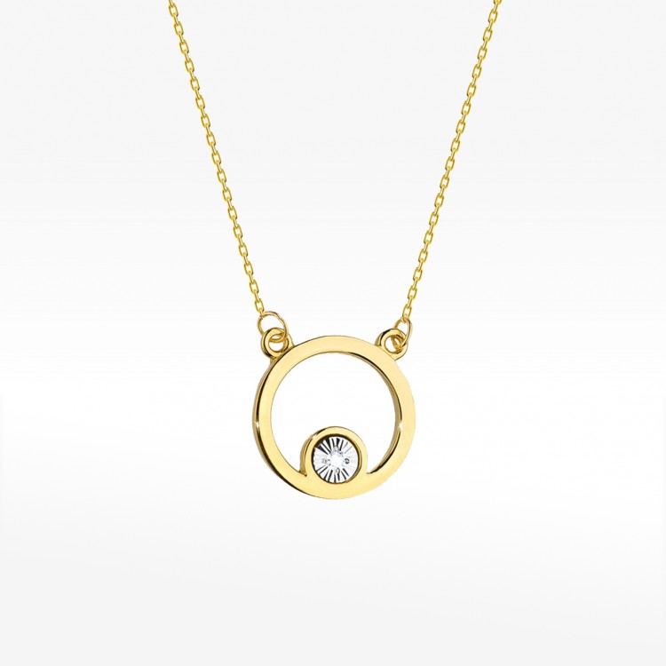 Naszyjnik z żółtego złota z diamentem - próba 585 0,01CT C-022A
