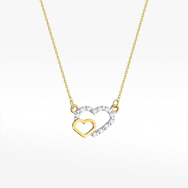 Naszyjnik z żółtego złota z diamentami - próba 585 0,055CT C-023A
