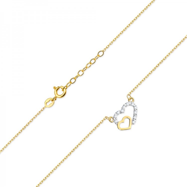 Naszyjnik z żółtego złota z diamentami - próba 585 0,055CT C-023A