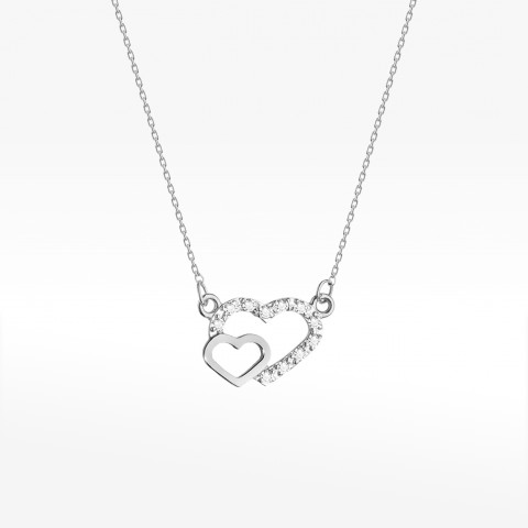 Naszyjnik z białego złota z diamentami - próba 585 0,055CT C-023B