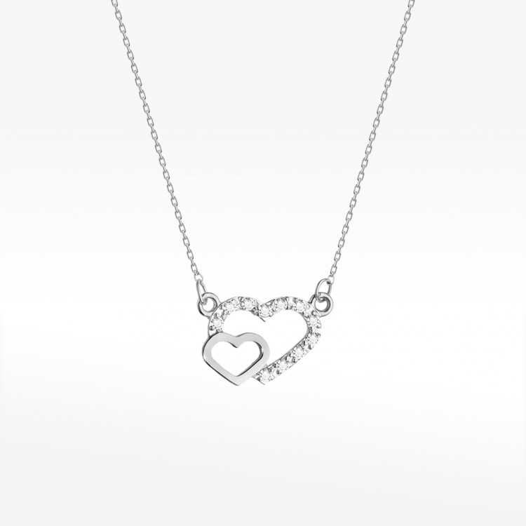 Naszyjnik z białego złota z diamentami - próba 585 0,055CT C-023B
