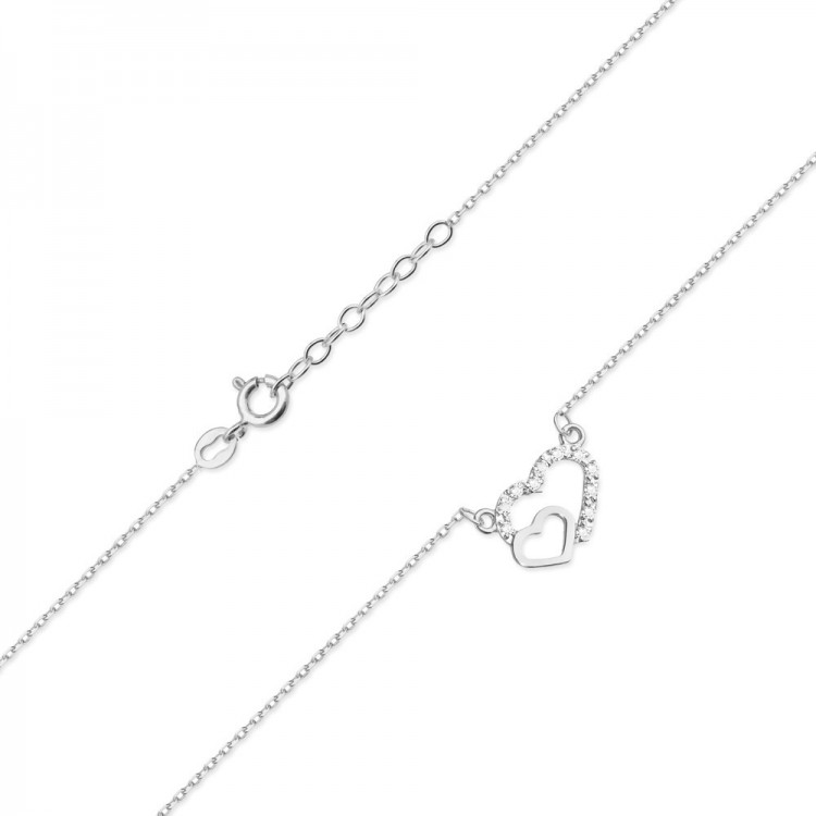 Naszyjnik z białego złota z diamentami - próba 585 0,055CT C-023B