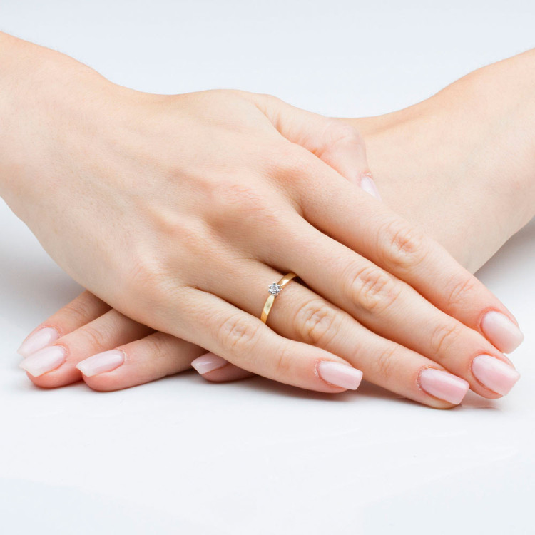 Pierścionek z białego złota z diamentem - próba 585 0,01CT PV-225B