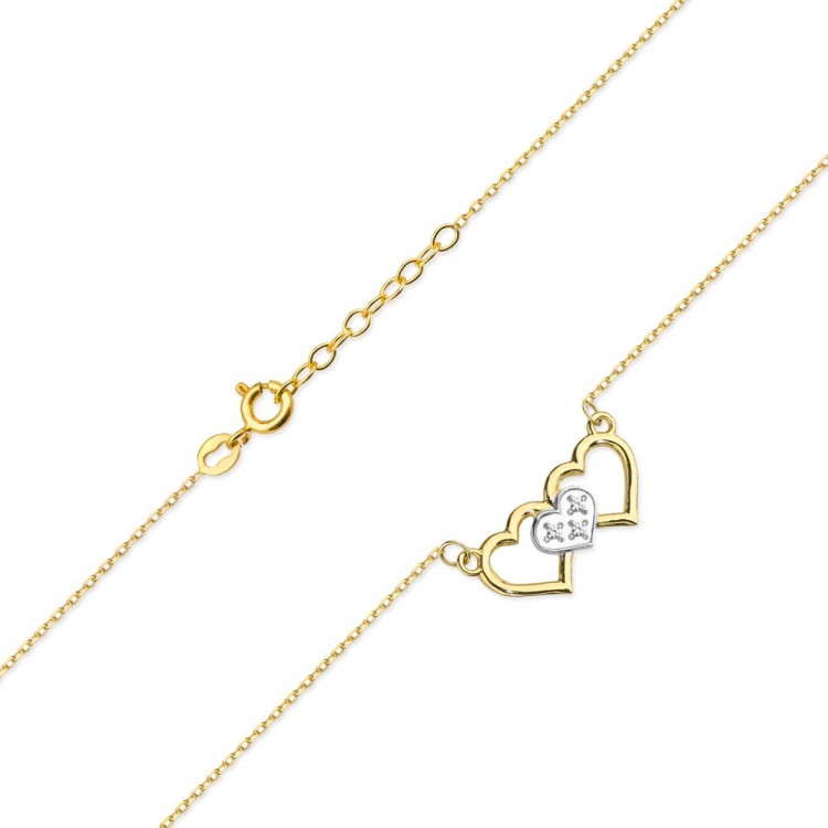 Naszyjnik z żółtego złota z diamentami - próba 585 0,015CT C-024A