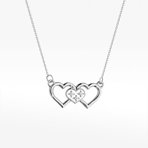 Naszyjnik z białego złota z diamentami - próba 585 0,015CT C-024B