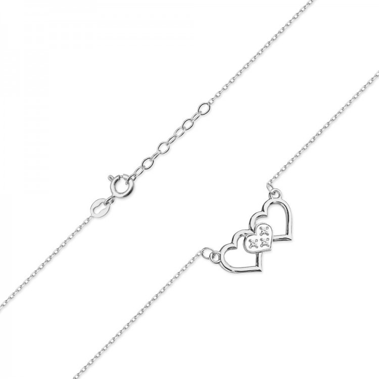 Naszyjnik z białego złota z diamentami - próba 585 0,015CT C-024B