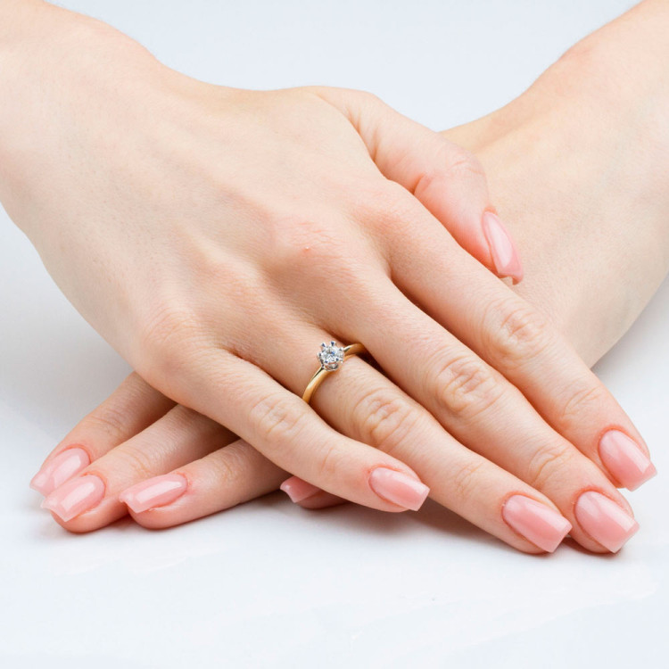 Pierścionek z różowego złota z diamentem - próba 585 0,30CT PV-246C
