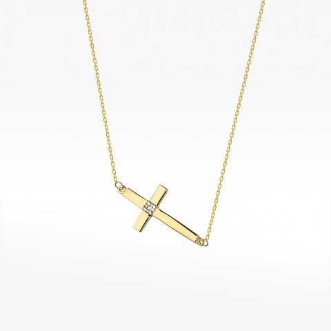 Naszyjnik z żółtego złota z diamentem - próba 585 0,005CT C-027A