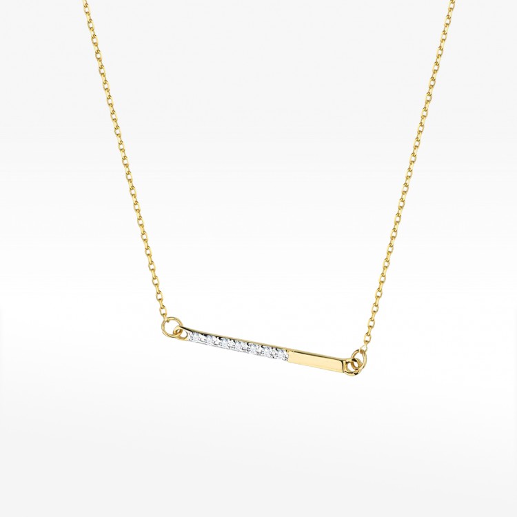 Naszyjnik z żółtego złota z diamentami - próba 585 0,035CT C-029A
