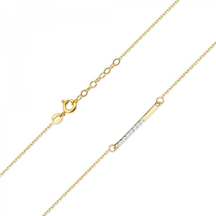 Naszyjnik z żółtego złota z diamentami - próba 585 0,035CT C-029A