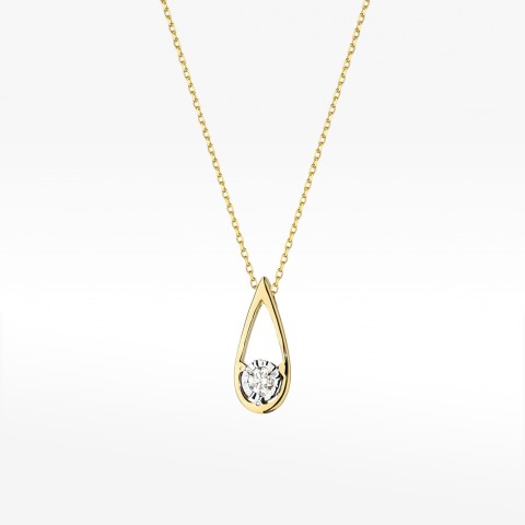 Naszyjnik z żółtego złota z diamentem - próba 585 0,08CT C-030A