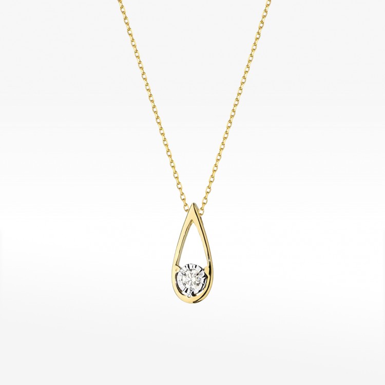 Naszyjnik z żółtego złota z diamentem - próba 585 0,08CT C-030A