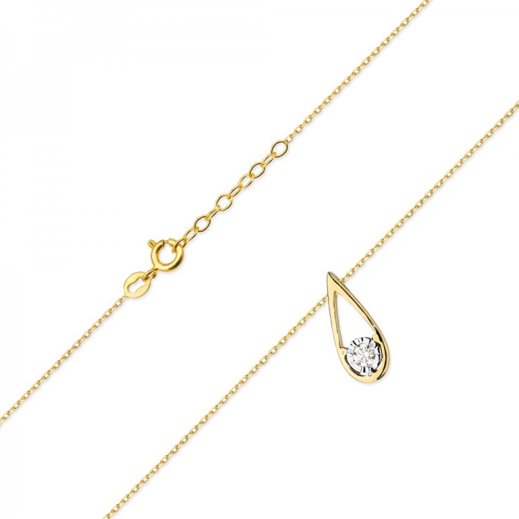 Naszyjnik z żółtego złota z diamentem - próba 585 0,08CT C-030A