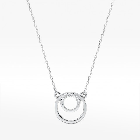 Naszyjnik z białego złota z diamentami - próba 585 0,015CT C-033B