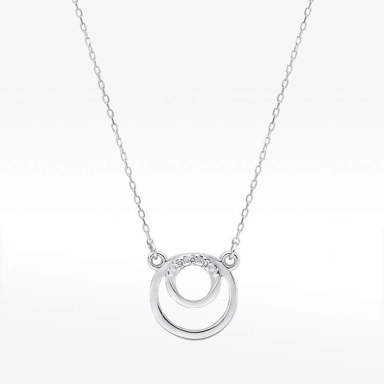 Naszyjnik z białego złota z diamentami - próba 585 0,015CT C-033B