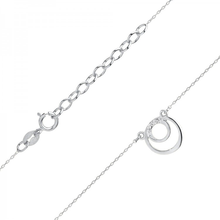 Naszyjnik z białego złota z diamentami - próba 585 0,015CT C-033B