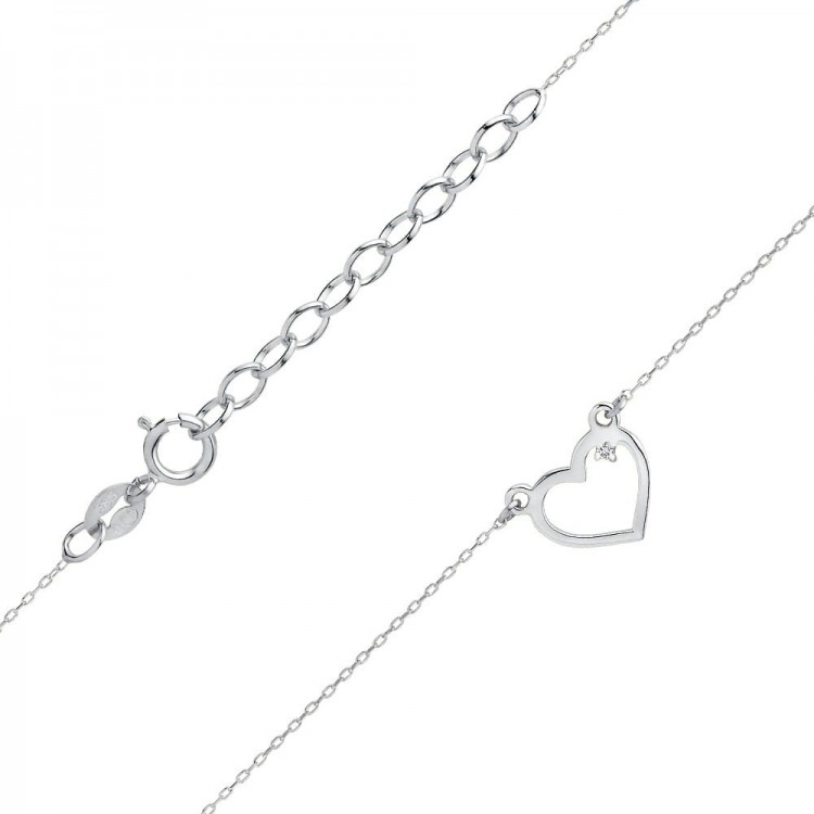 Naszyjnik z białego złota z diamentem - próba 585 0,005CT C-034B