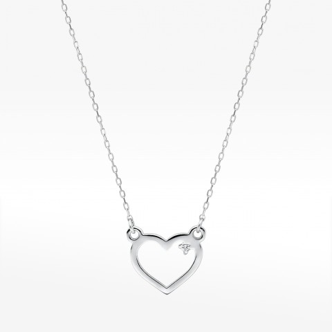 Naszyjnik z białego złota z diamentem - próba 585 0,005CT C-034B