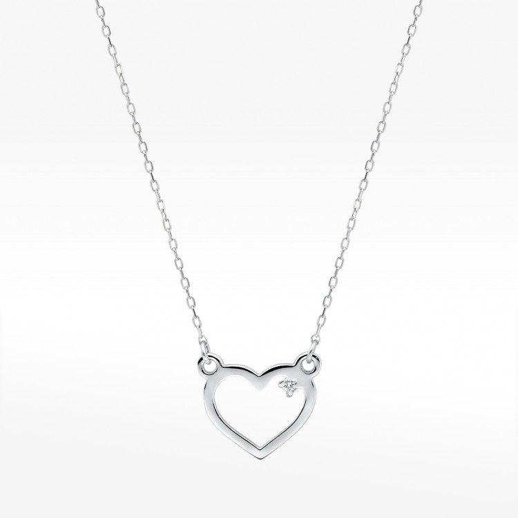 Naszyjnik z białego złota z diamentem - próba 585 0,005CT C-034B
