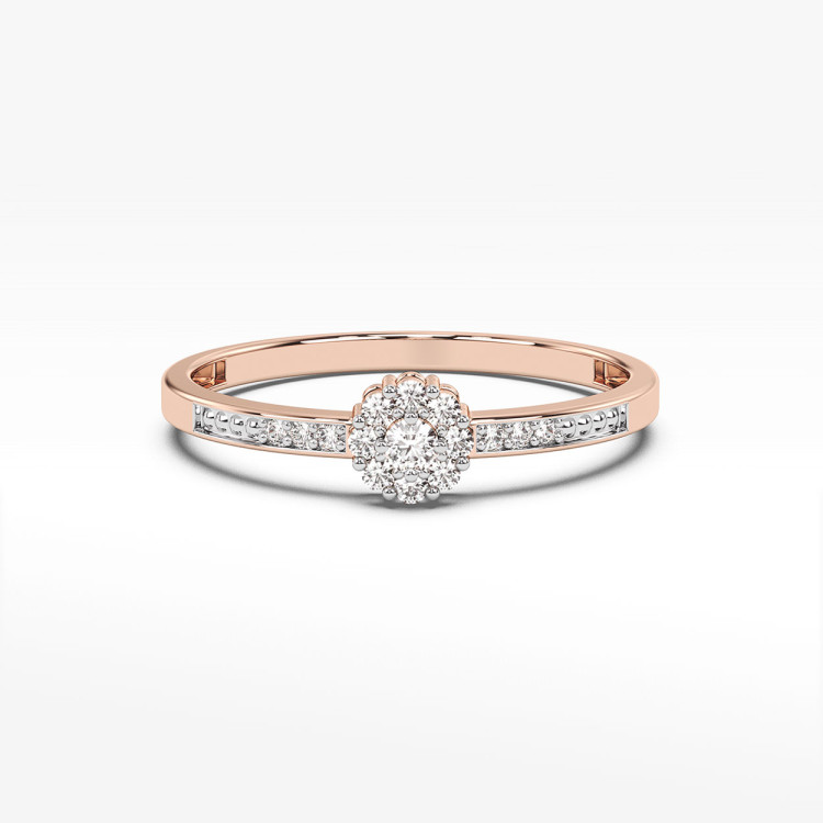 Pierścionek z różowego złota z diamentami  - próba 585 0,09CT PV-044C