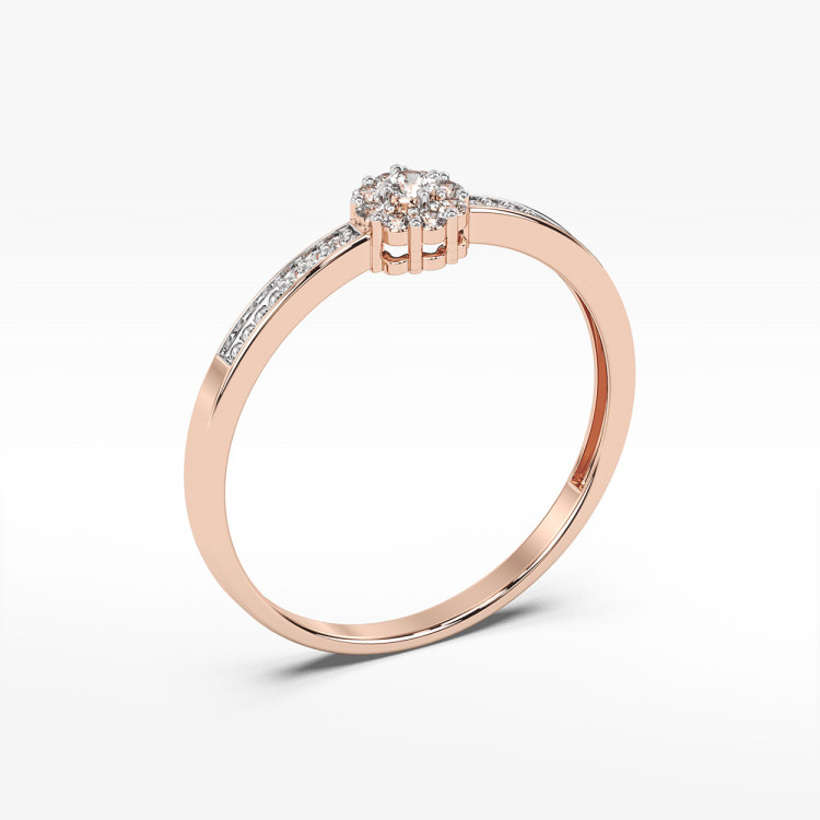 Pierścionek z różowego złota z diamentami  - próba 585 0,09CT PV-044C