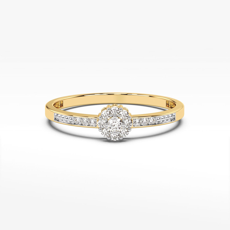 Pierścionek z żółtego złota z diamentami  - próba 585 0,09CT PV-044A